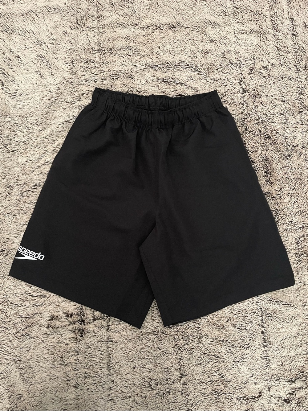 Speedo Men’s Black Athletic Swim Shorts with Logo